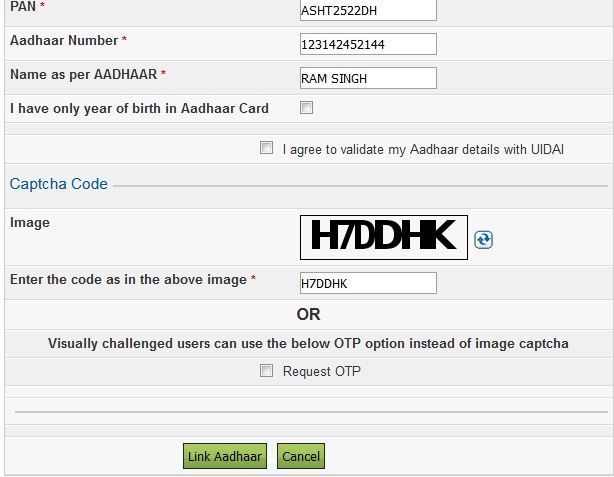 pan card link aadhar card 